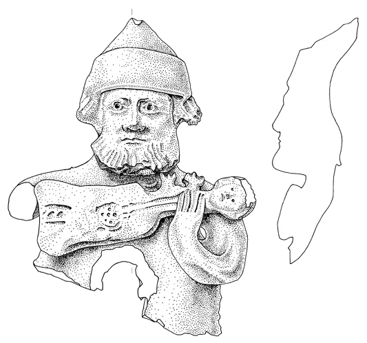 Schwarz Weiss Umsetzung einer Aquamanil Scherbe