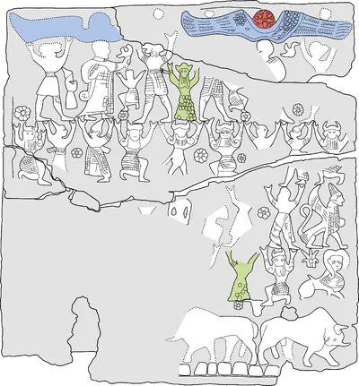 Vektorzeichnung von der ivory plaque von Megiddo