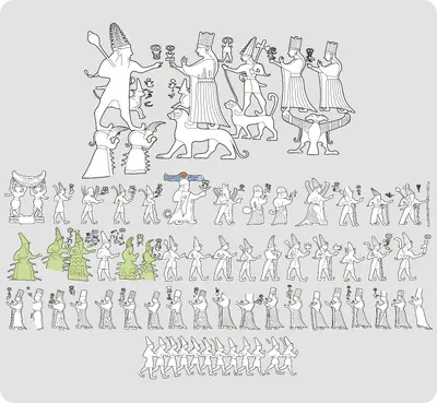 Vektorzeichnung von den Yazilikaya Reliefs