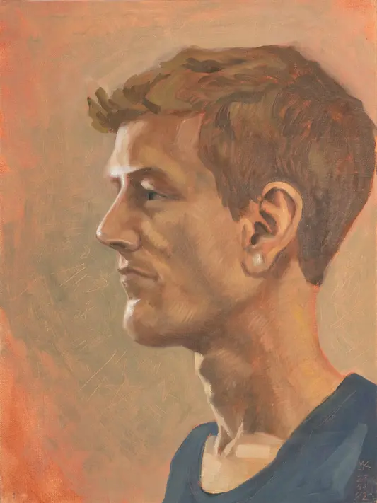 realistisches porträt ölgemälde eines jungen Mannes