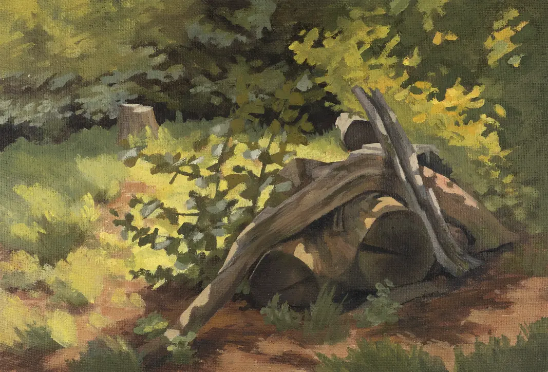 Eine Naturstudie mit Ölfarbe eines Asthaufens