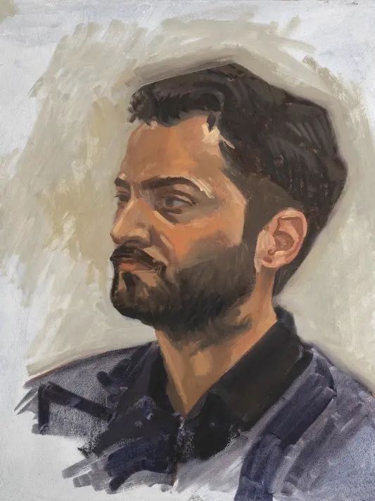 Portrait Ölgemälde eines jungen Mannes mit Bart